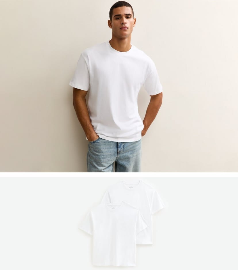 New Look Men's White Pack of 2 Oversized T-Shirts New Look - 1