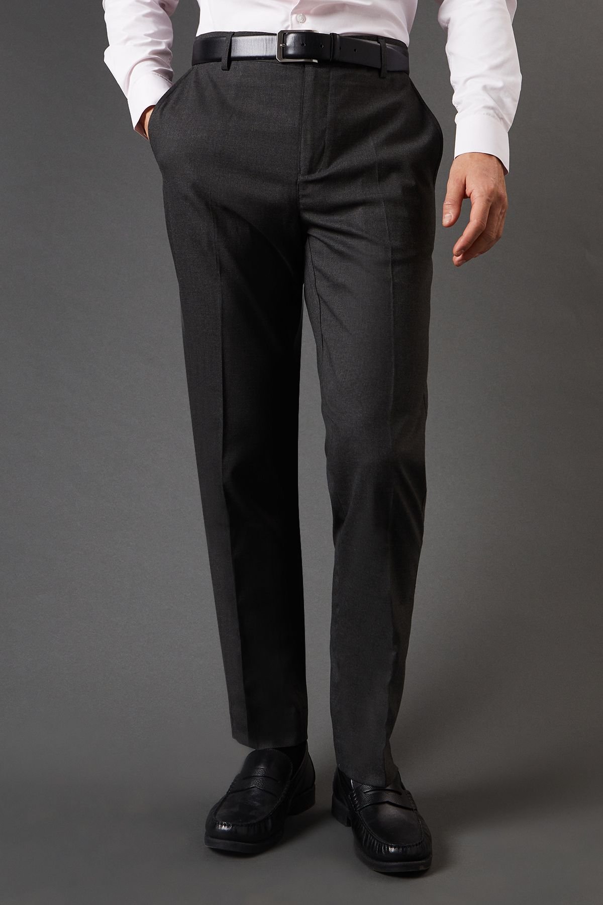 Burton Burton Men's Charcoal Slim Fit Smart Trousers - 2