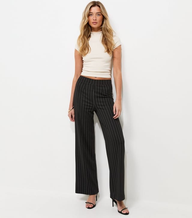 New Look Women's Tall Black Striped Wide Leg Trousers New Look - 3