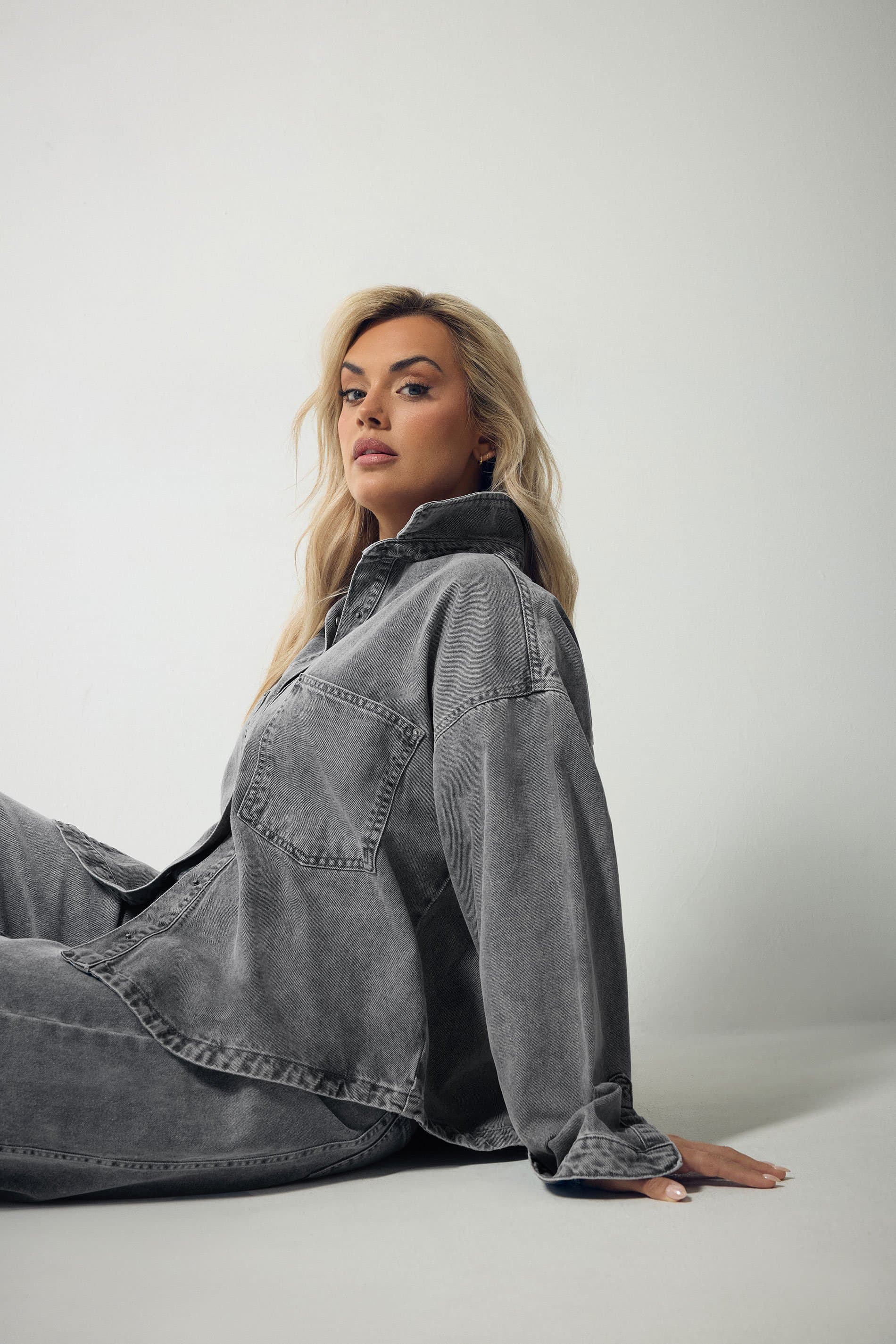 Yours Plus Size Grey Denim Shirt