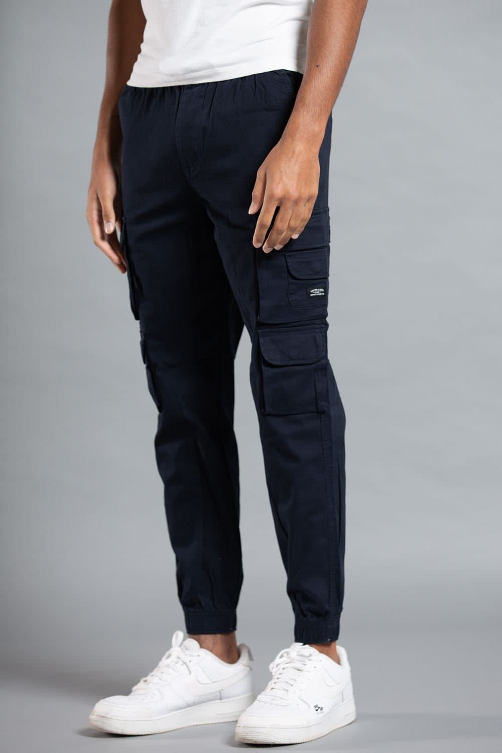Tokyo Laundry Tokyo Laundry Men's Belted Cotton Cargo Trousers in Navy