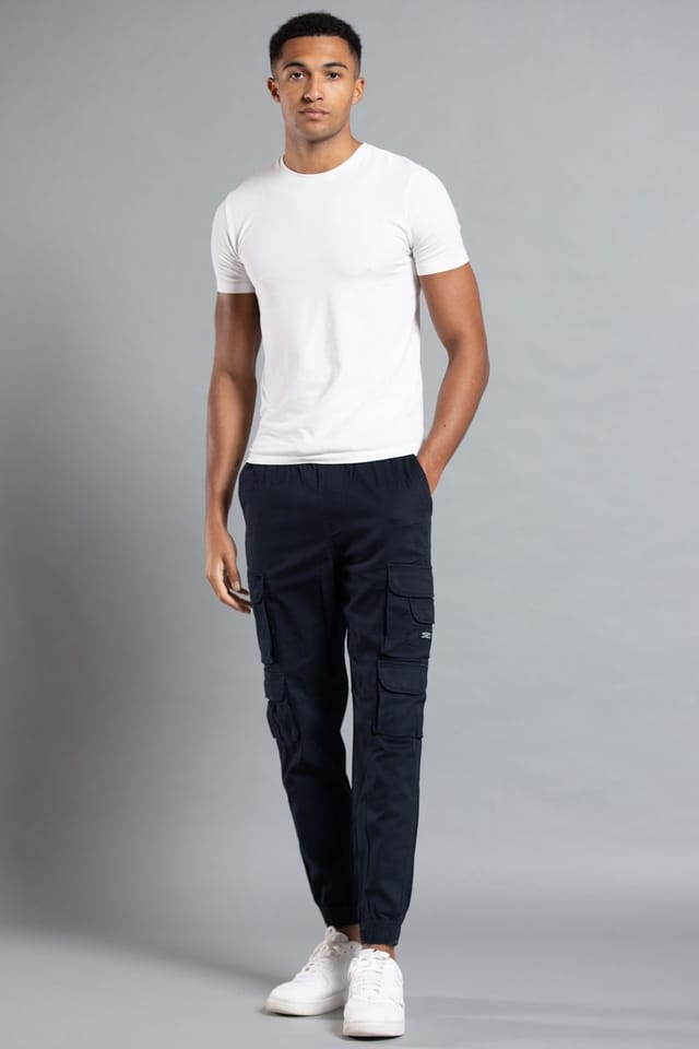 Tokyo Laundry Tokyo Laundry Men's Belted Cotton Cargo Trousers in Navy - 3