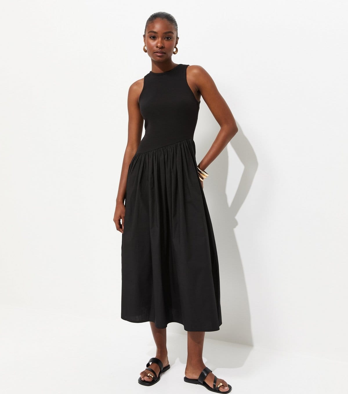 New Look Women's Black Asymmetric Waist Sleeveless Midi Dress New Look - 1