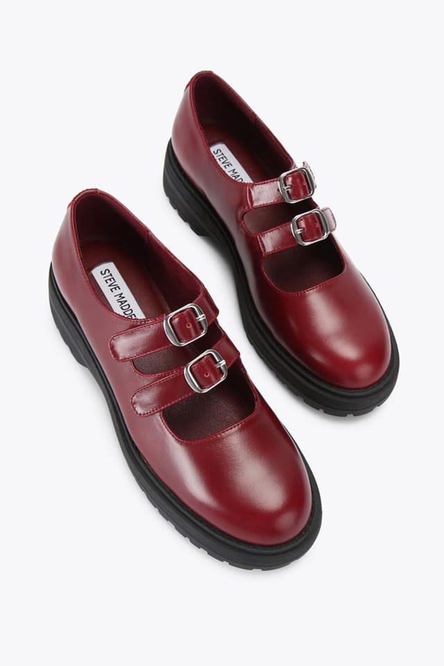 Steve Madden STEVE MADDEN Women's 'Alba Burgundy' Leather Flats in Burgundy - 2