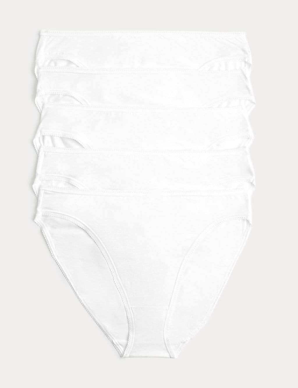 Marks & Spencer M&S 5pk Cotton Rich Lycra® High Leg Knickers White - 1