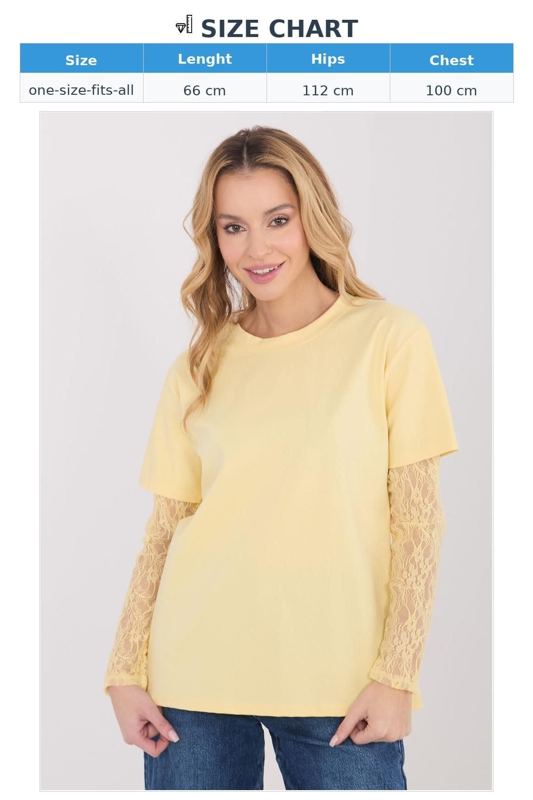 Love Lace Love Lace Women's Daily Casual Cotton Blend Blouse with Lace in Yellow - 4