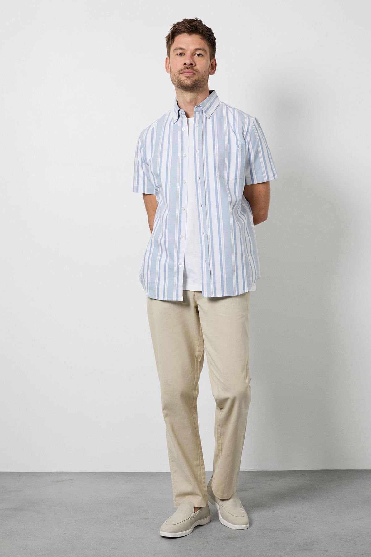 Maine Maine Men's Stone Cotton Linen Blend Chino Trousers