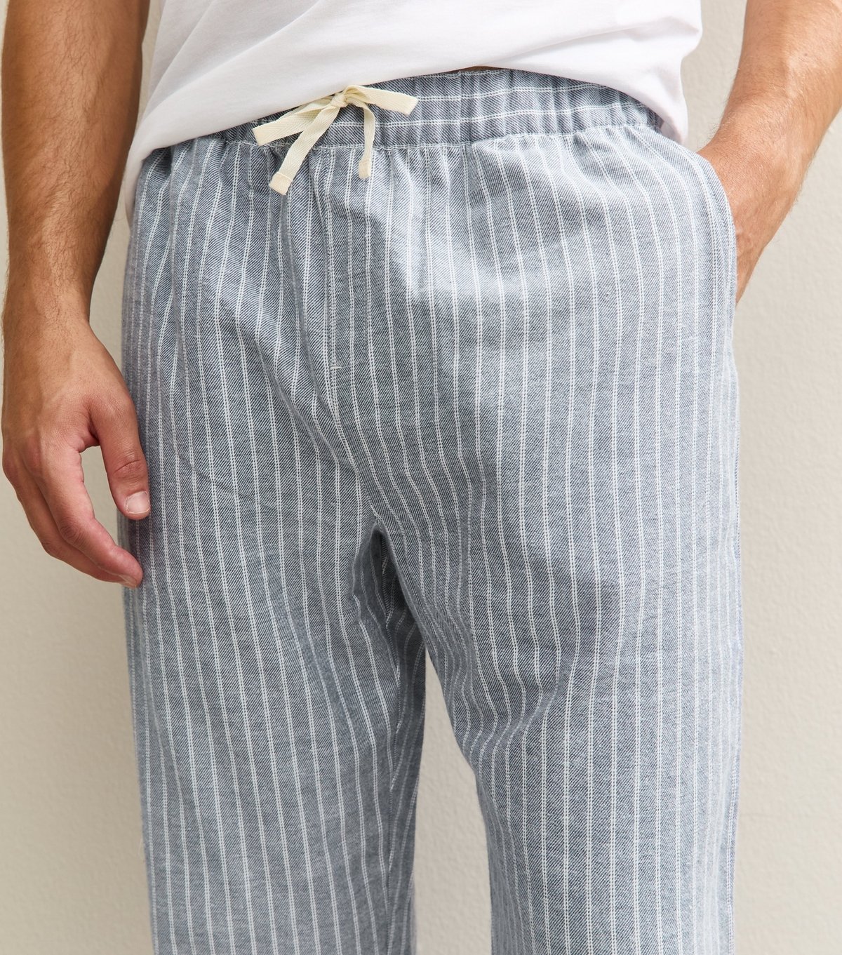 New Look Men's Blue Striped Cotton Pyjama Trousers New Look - 2