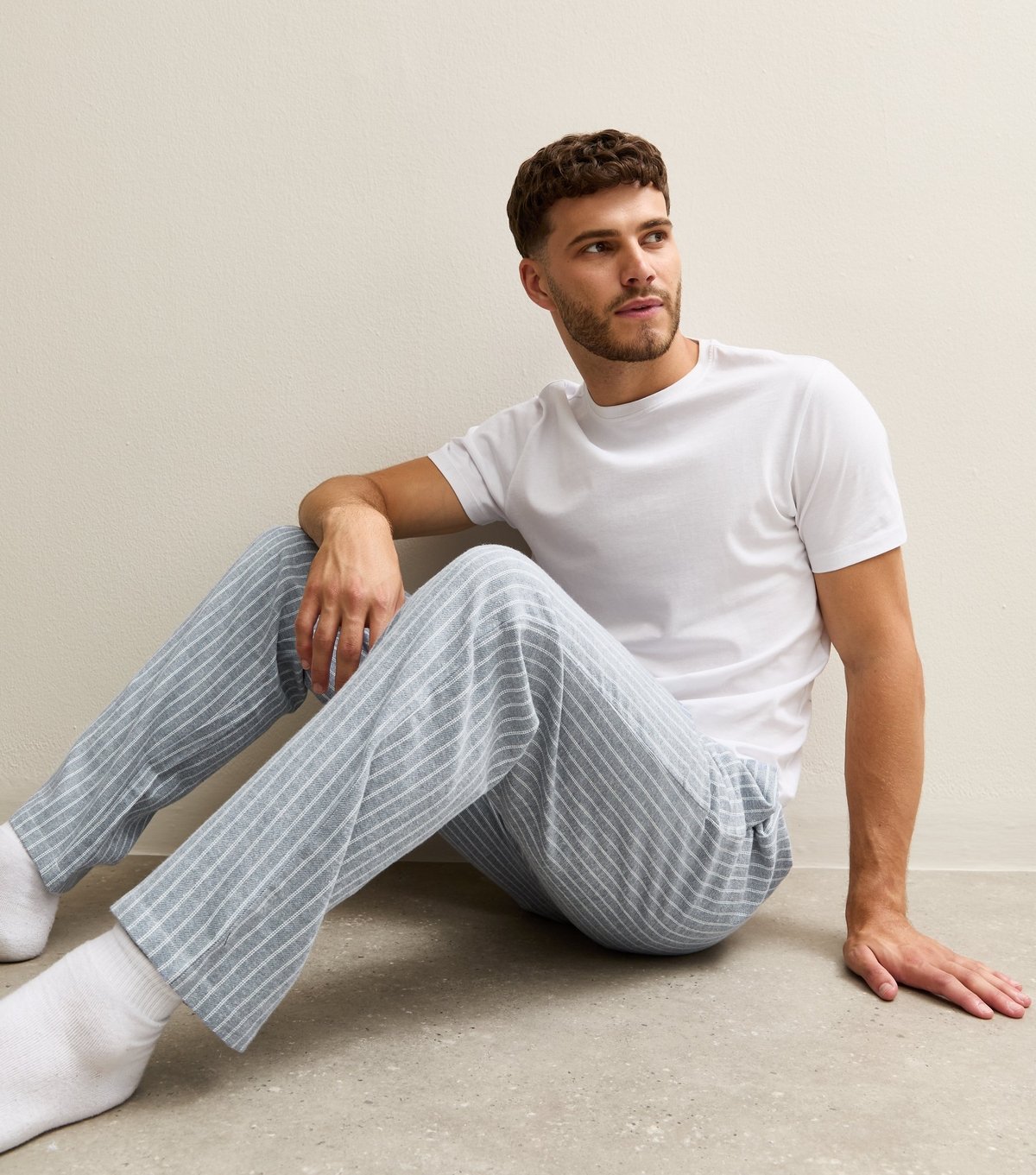 New Look Men's Blue Striped Cotton Pyjama Trousers New Look - 3