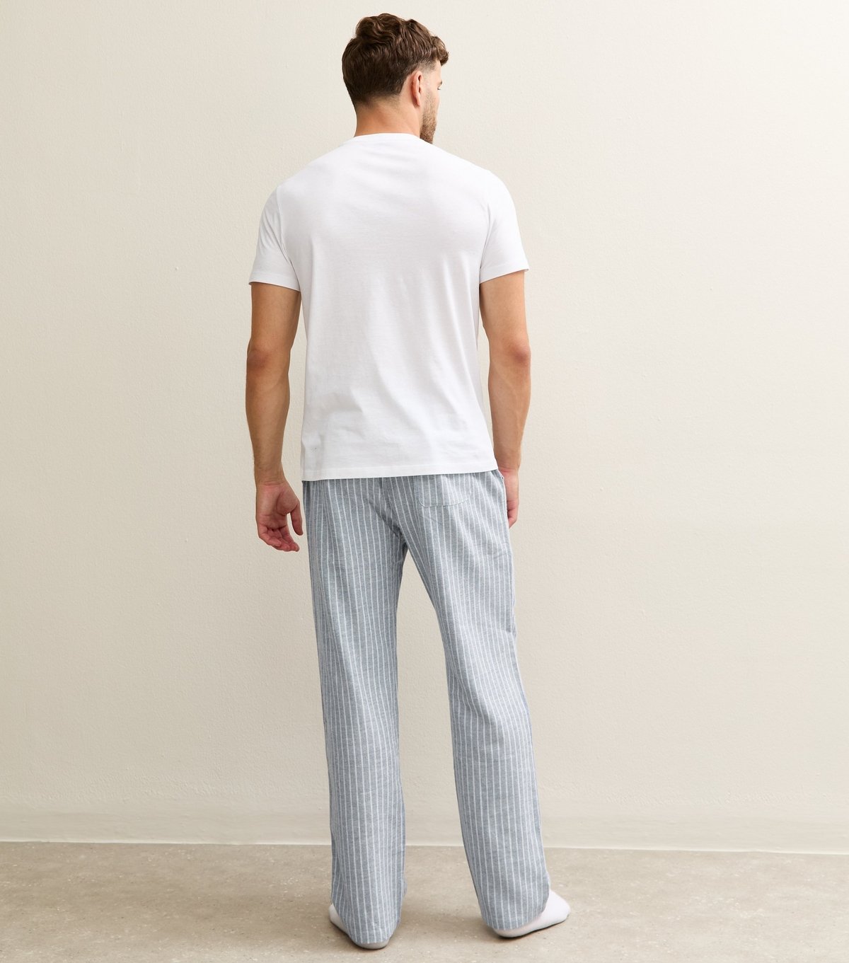 New Look Men's Blue Striped Cotton Pyjama Trousers New Look - 4