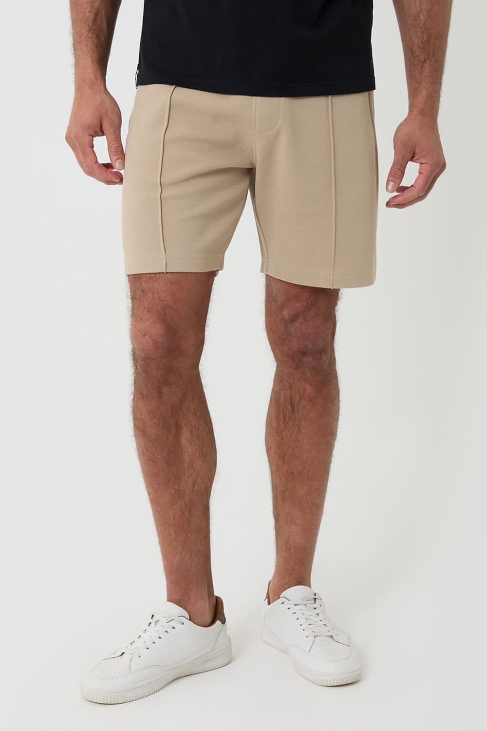 Threadbare Threadbare Men's Pique Pleated Sweat Shorts in Stone