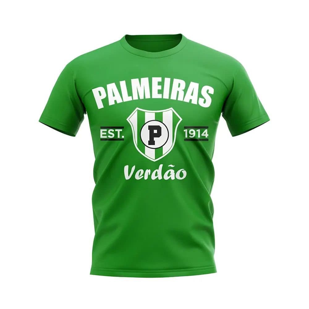 Palmeiras Palmeiras Men's Personalised Established Football T-Shirt Green in White