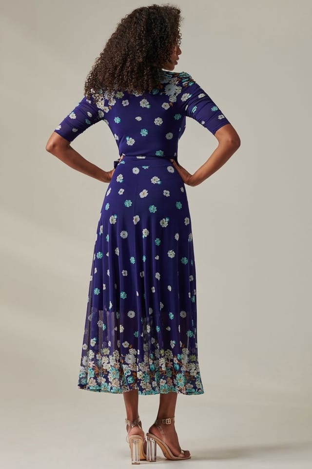 Jolie Moi Jolie Moi Women's Stella Floral Print Wrap Mesh Maxi Dress - 2