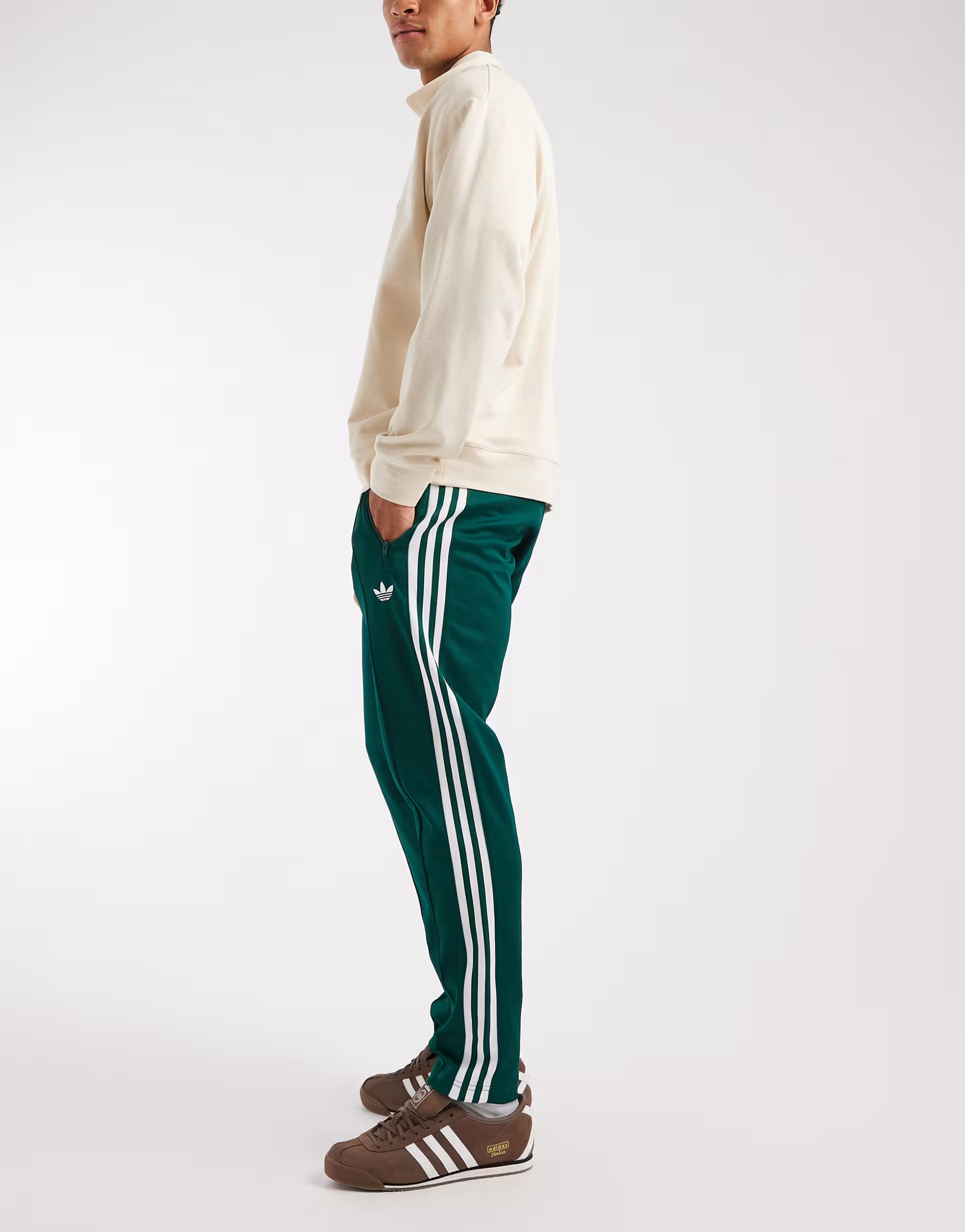 ASOS adidas Originals Classic track pants in green and white - 1