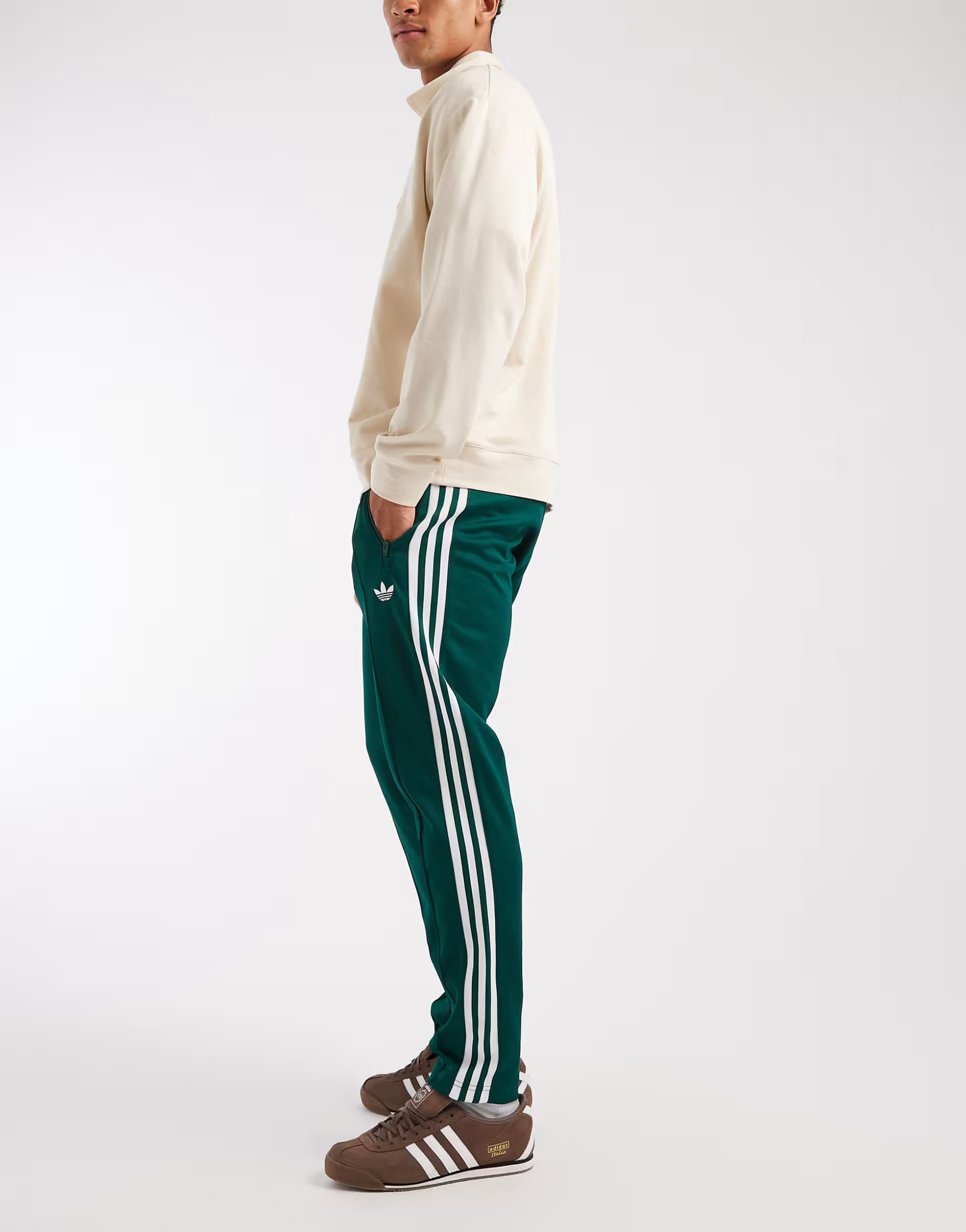 ASOS adidas Originals Classic track pants in green and white