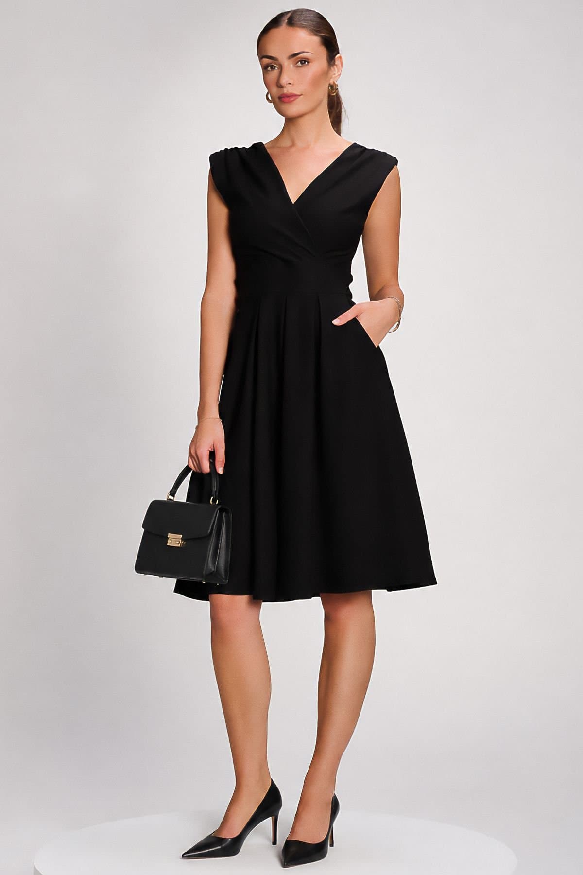 Jolie Moi Jolie Moi Women's Plain Sleeveless Midi Dress in Black