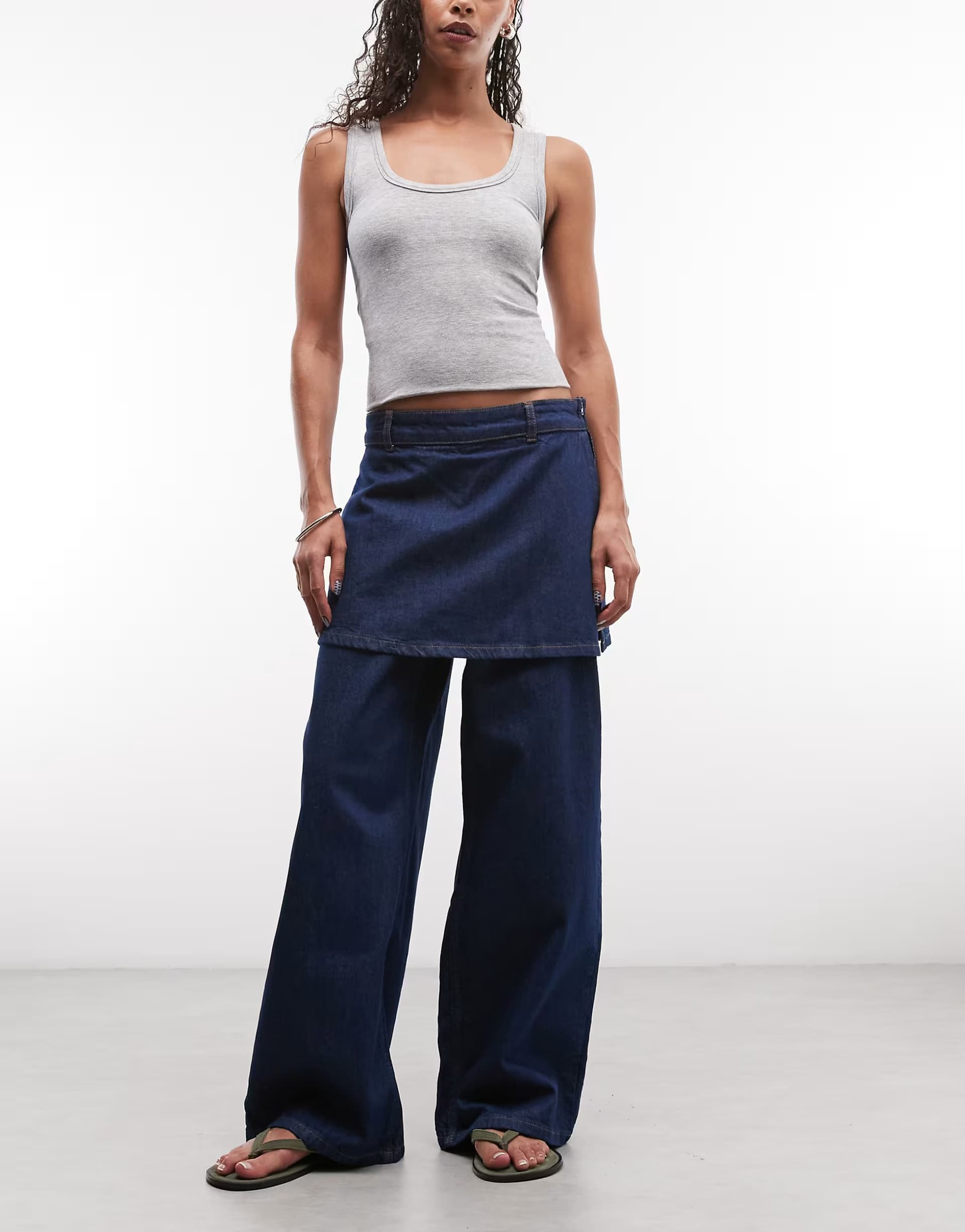 ASOS ASOS Reclaimed Vintage Denim Skirt Trouser in Indigo