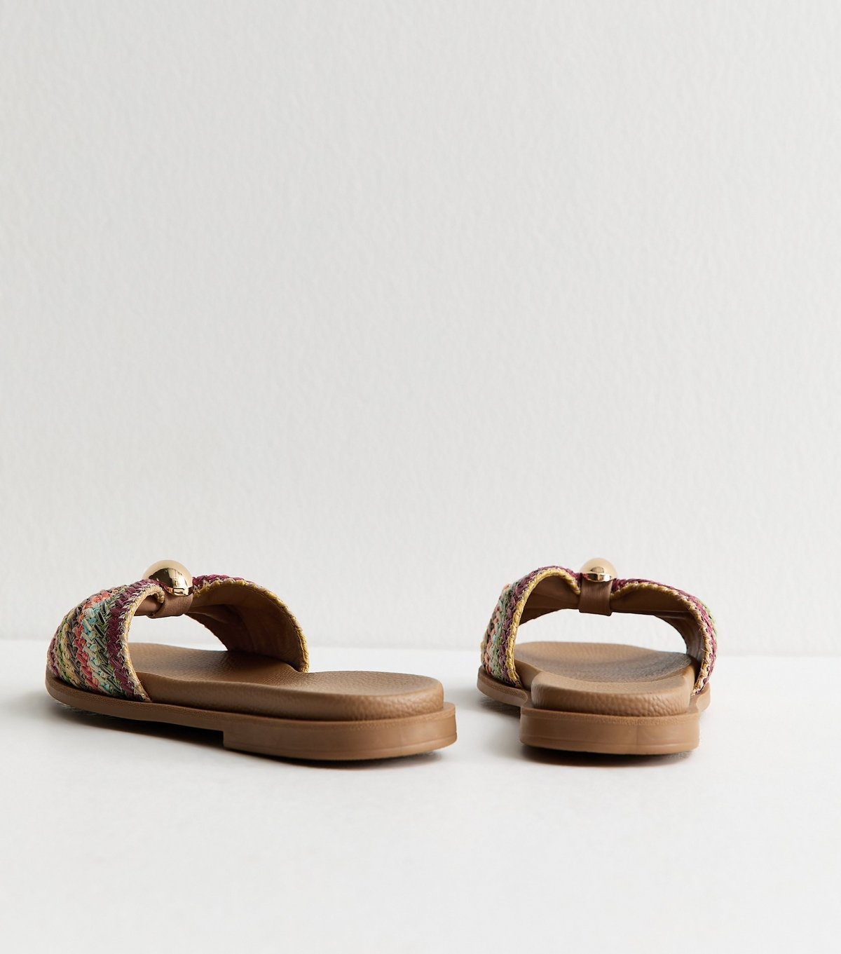 New Look Women's Wide Fit Multicolour Faux Raffia Ring Mule Sandals Vegan New Look - 4