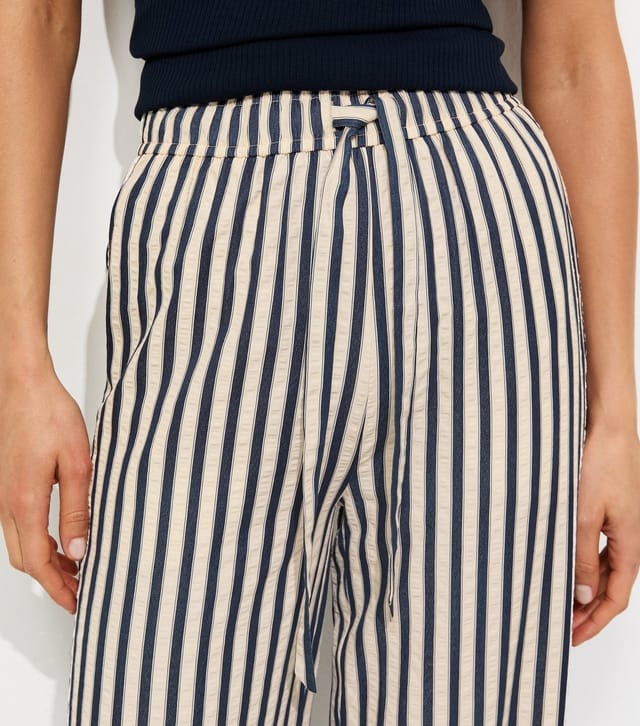 New Look Women's Tall Blue Seersucker Stripe Wide Leg Trousers New Look - 3