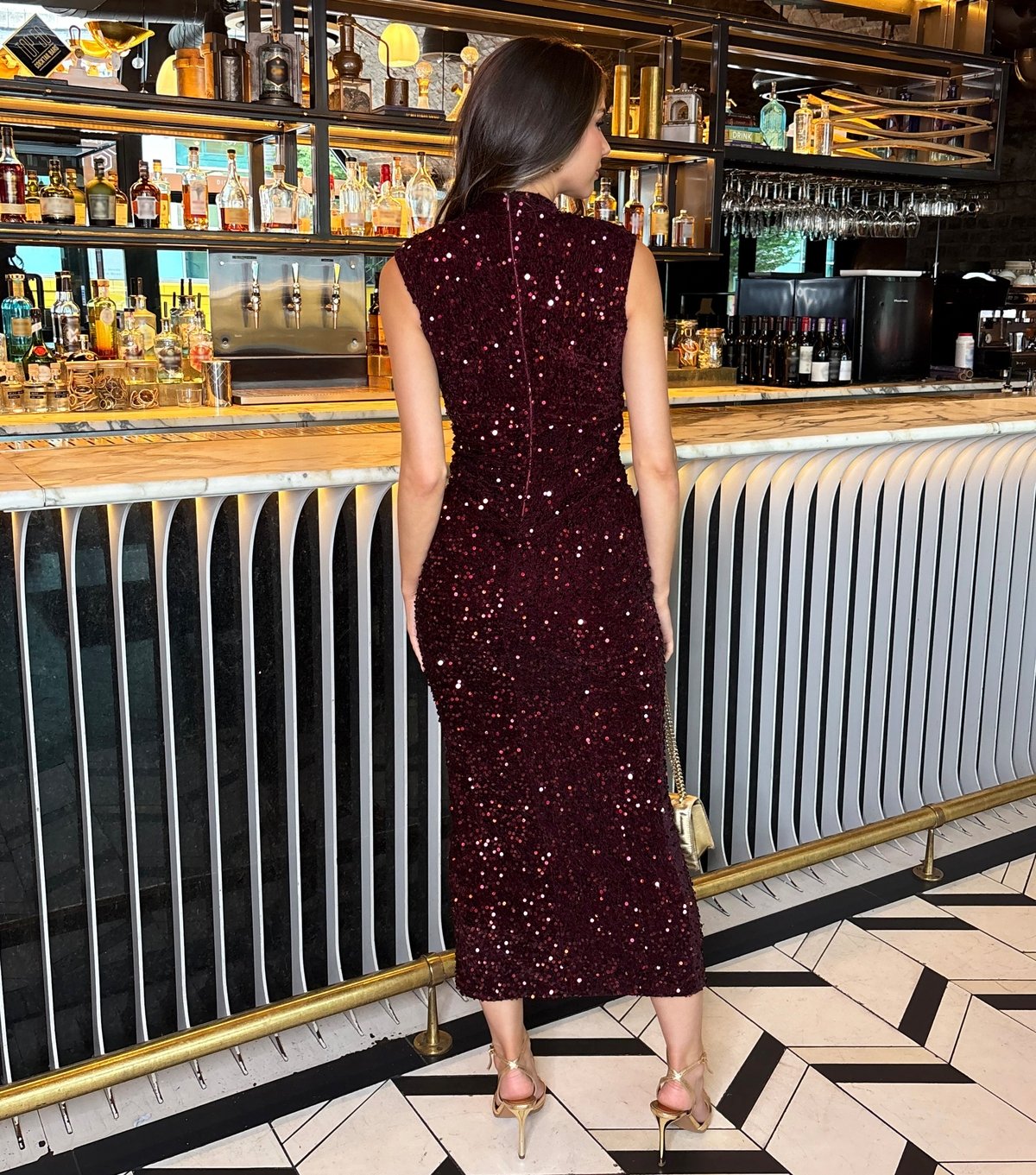 AX Paris Women's Dark Red High Neck Sequin Embellished Midi Dress AX Paris New Look - 3