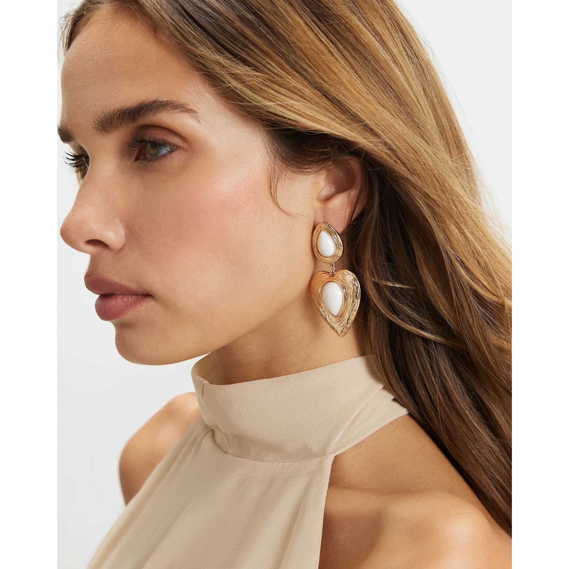 River Island River Island Womens Gold Vintage Heart Drop Earrings