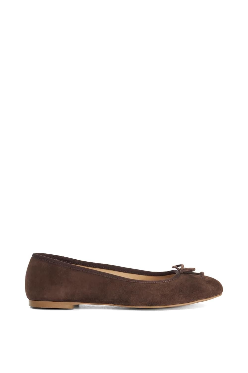 Dune London Dune London Women's Wide Fit 'Helenne' Suede Ballet Pumps in Brown