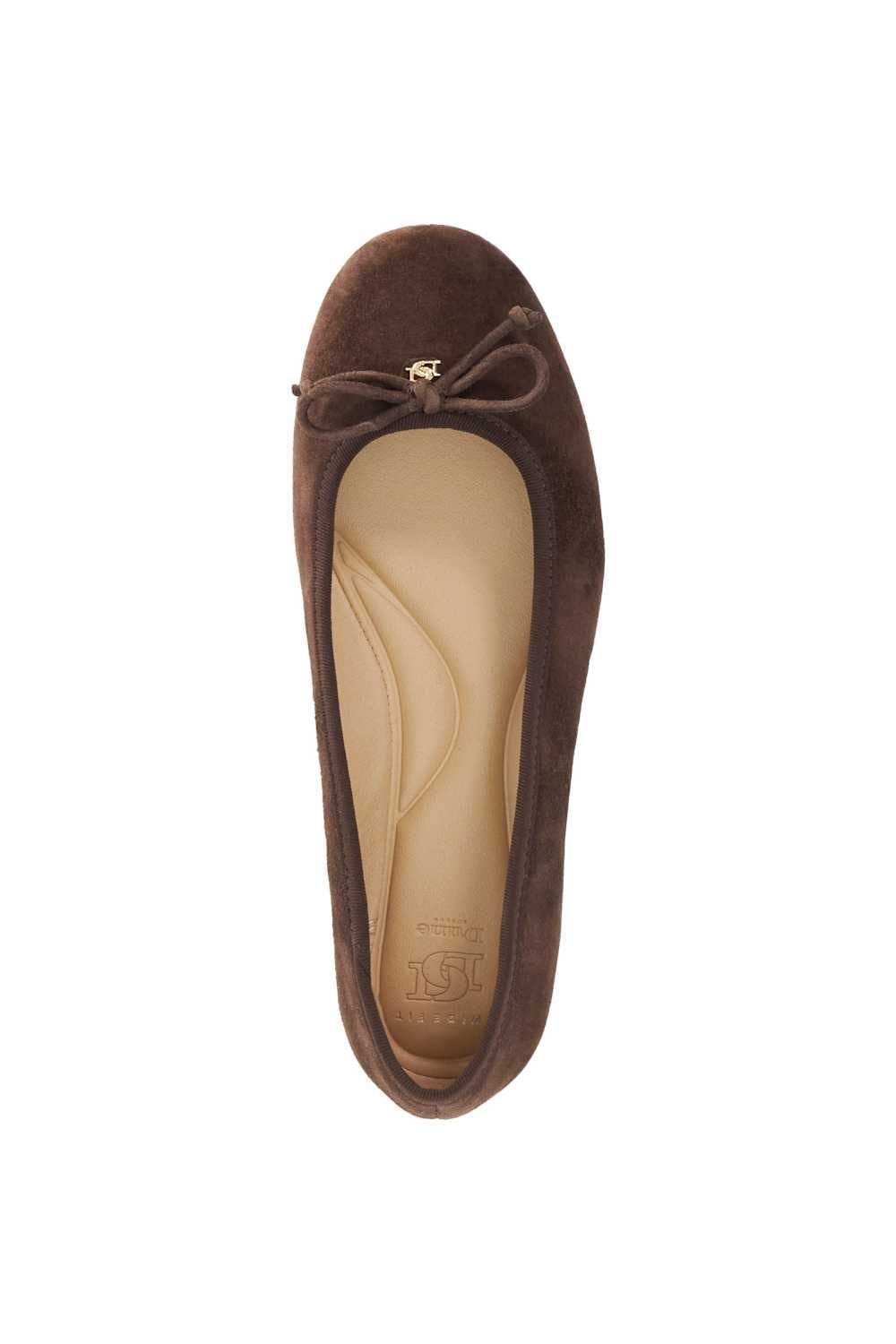 Dune London Dune London Women's Wide Fit 'Helenne' Suede Ballet Pumps in Brown - 4