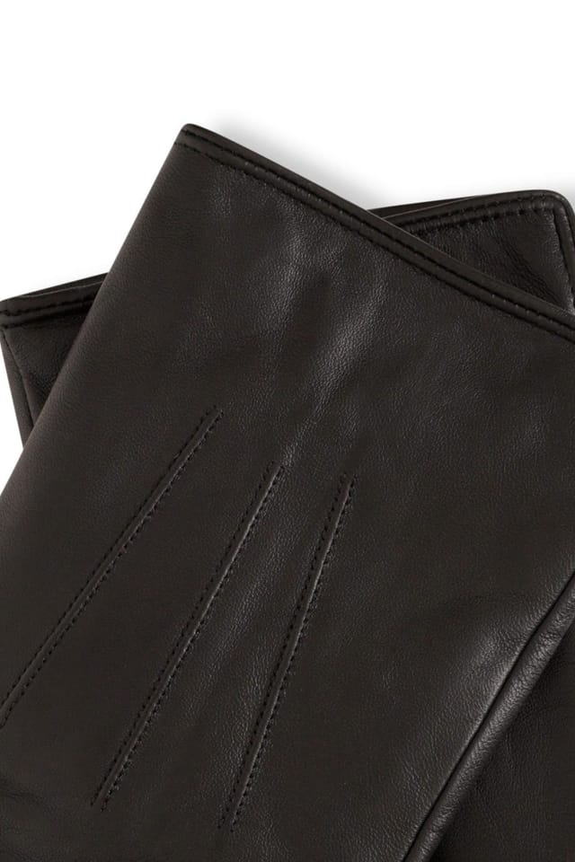 Barneys Originals Barneys Originals Men's Black Real Leather Gloves - 2