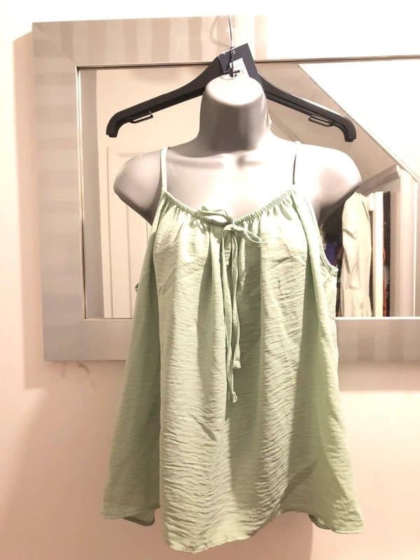 Vintage Dressing 🟢 Brand New Cage Green Vest Tie Front Effect, Size 10