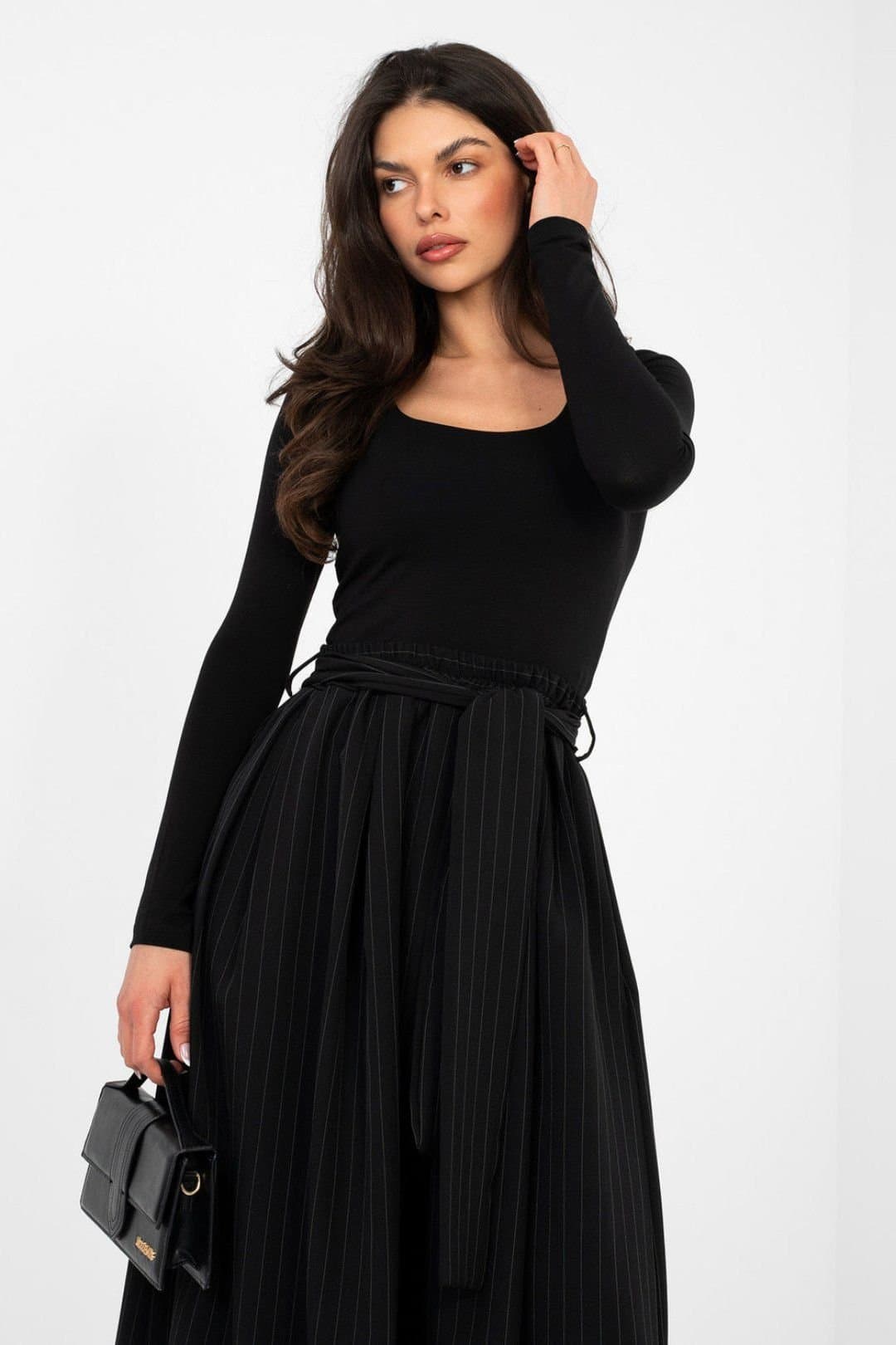Love Lace Love Lace Women's Classic Fitted Cotton Elastane Square Neck Blouse in Black