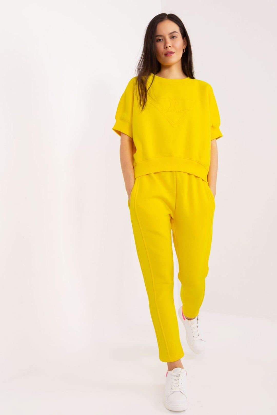 Love Lace Love Lace Women's Insulated Cotton Polyester Casual Sweatshirt Set Style 202085 in Yellow