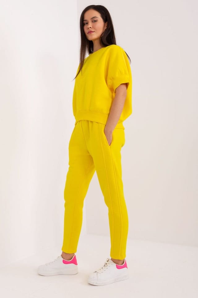 Love Lace Love Lace Women's Insulated Cotton Polyester Casual Sweatshirt Set Style 202085 in Yellow - 2
