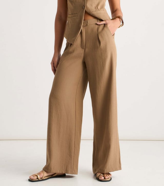 Gini London Women's Camel Wide Leg Trousers Gini London New Look - 2