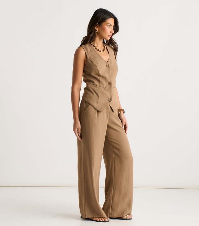 Gini London Women's Camel Wide Leg Trousers Gini London New Look - 3