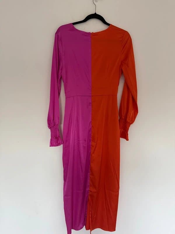 Never Fully Dressed (Shop Floor) Never Fully Dressed Bright Pink And Orange Midi Dress - size uk 10