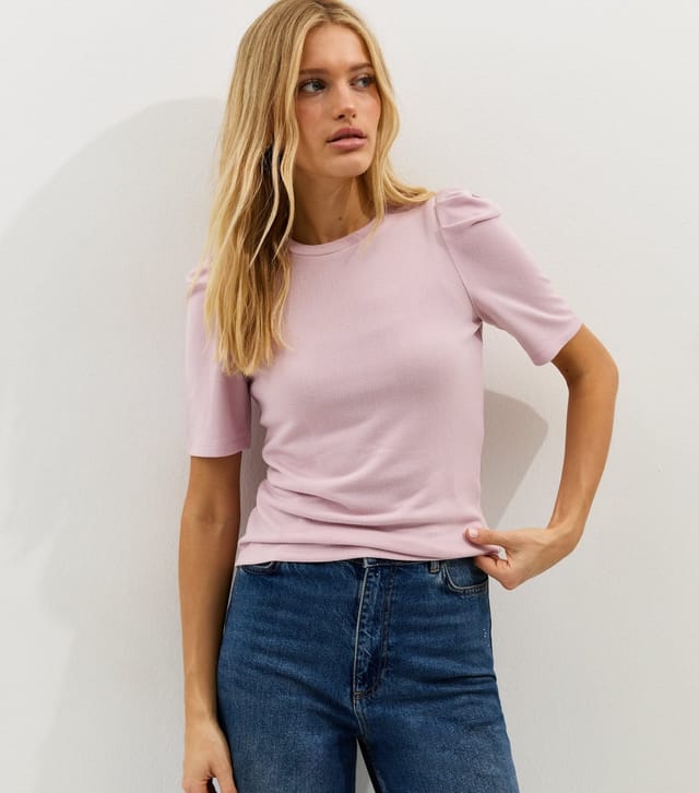 New Look Women's Lilac Soft Touch Puff Sleeve T-Shirt New Look - 2