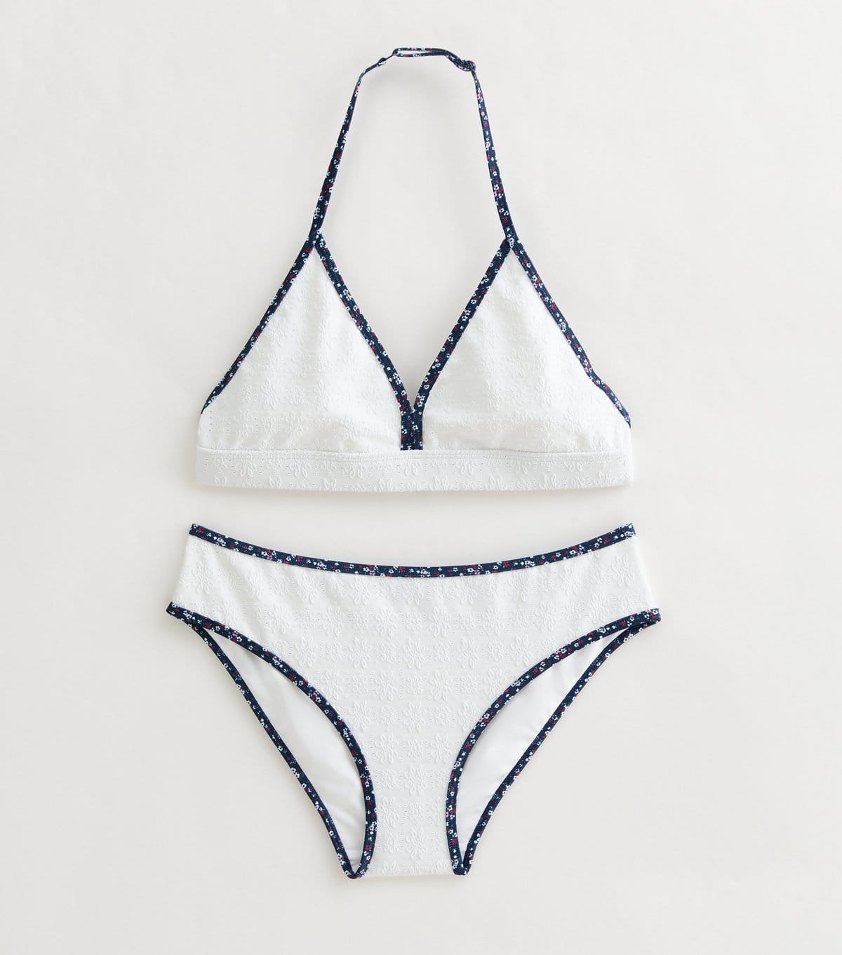 New Look Girls' White Textured Floral Triangle Bikini Set New Look - 1