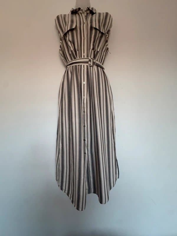 Mint Velvet NEW (no tags) Mint Velvet Stripe Button Down Shirt Dress Belted - UK 18 - RRP £140