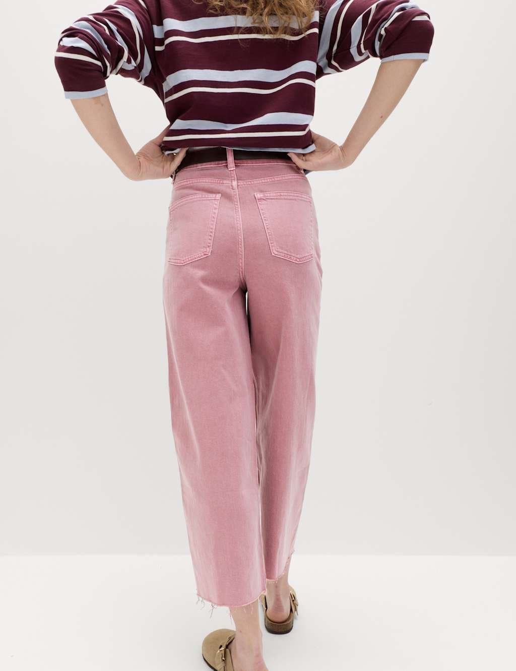 Marks & Spencer M&S High Waisted Wide Leg Cropped Jeans Antique Rose