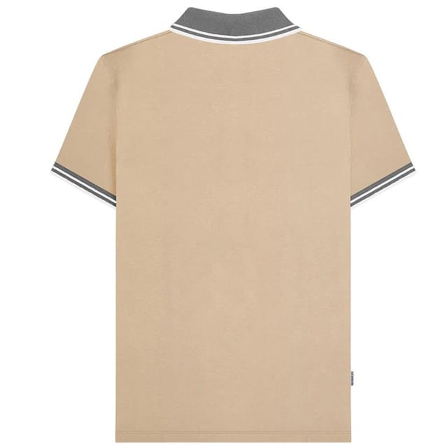 Lambretta Lambretta Men's Contrast Tipped Polo Shirt in Stone - 2