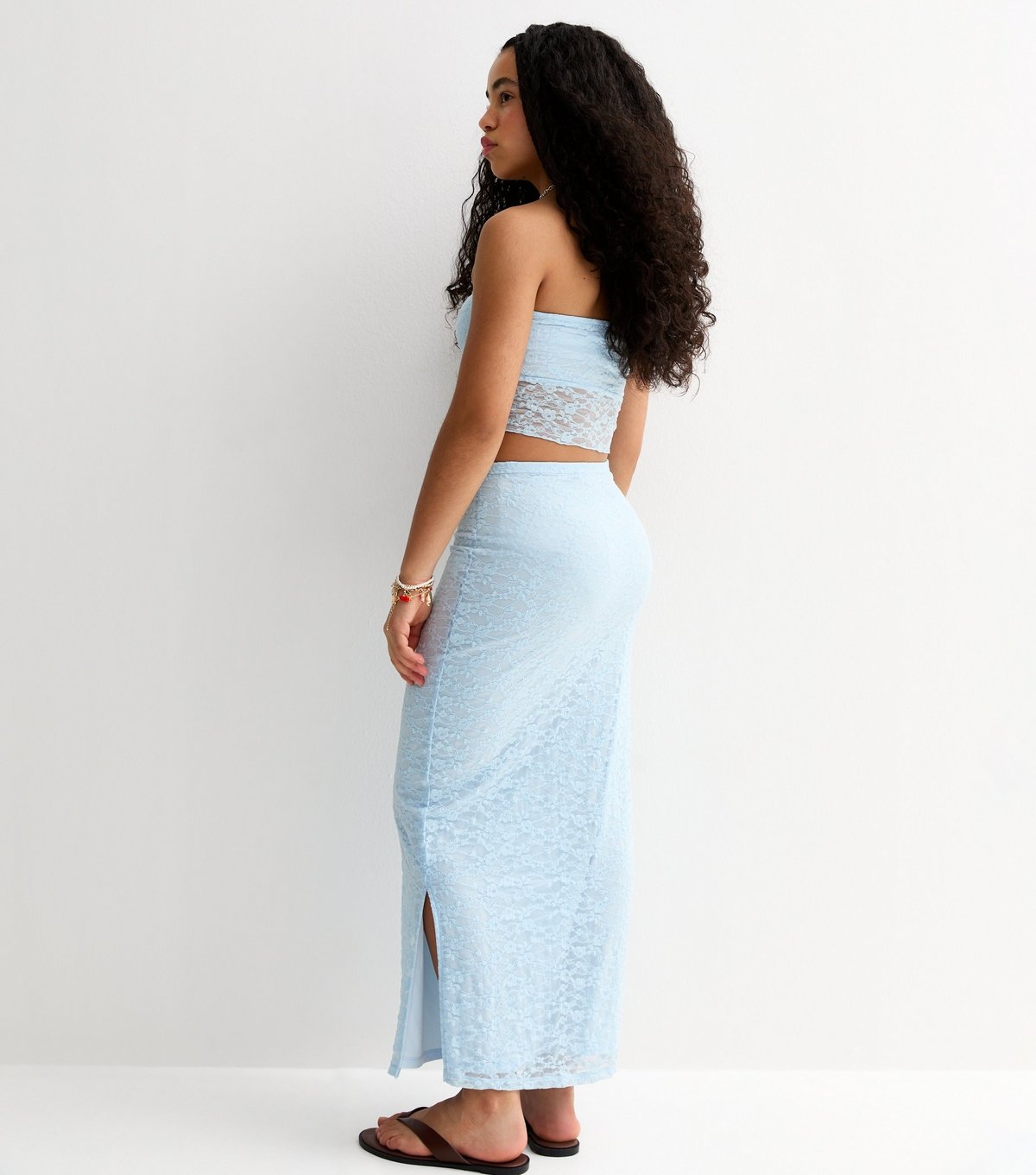 New Look Girls' Light Blue Maxi Lace Fitted Skirt New Look - 4