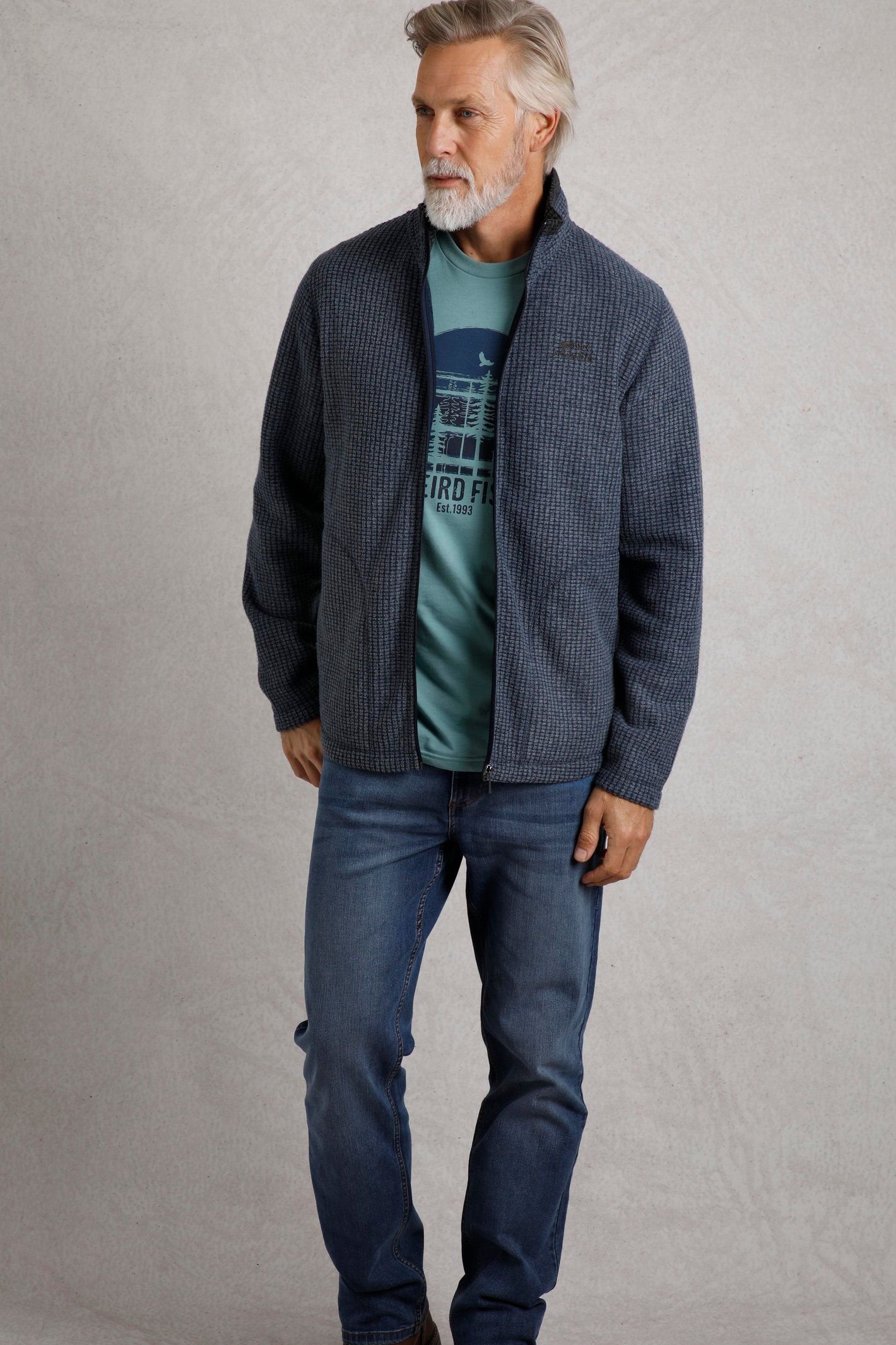 Weird Fish Weird Fish Men's Shires Full Zip Grid Fleece in Navy - 2
