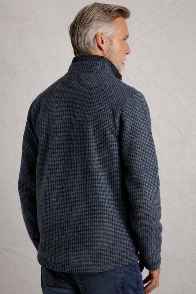 Weird Fish Weird Fish Men's Shires Full Zip Grid Fleece in Navy - 3
