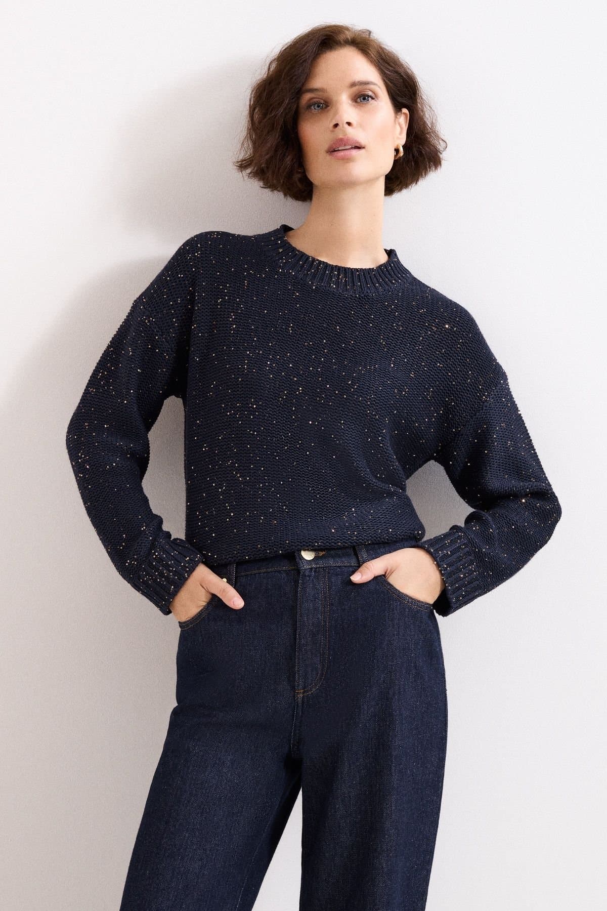 Phase Eight Phase Eight Women's Amelie Sequin Jumper in Dark Navy