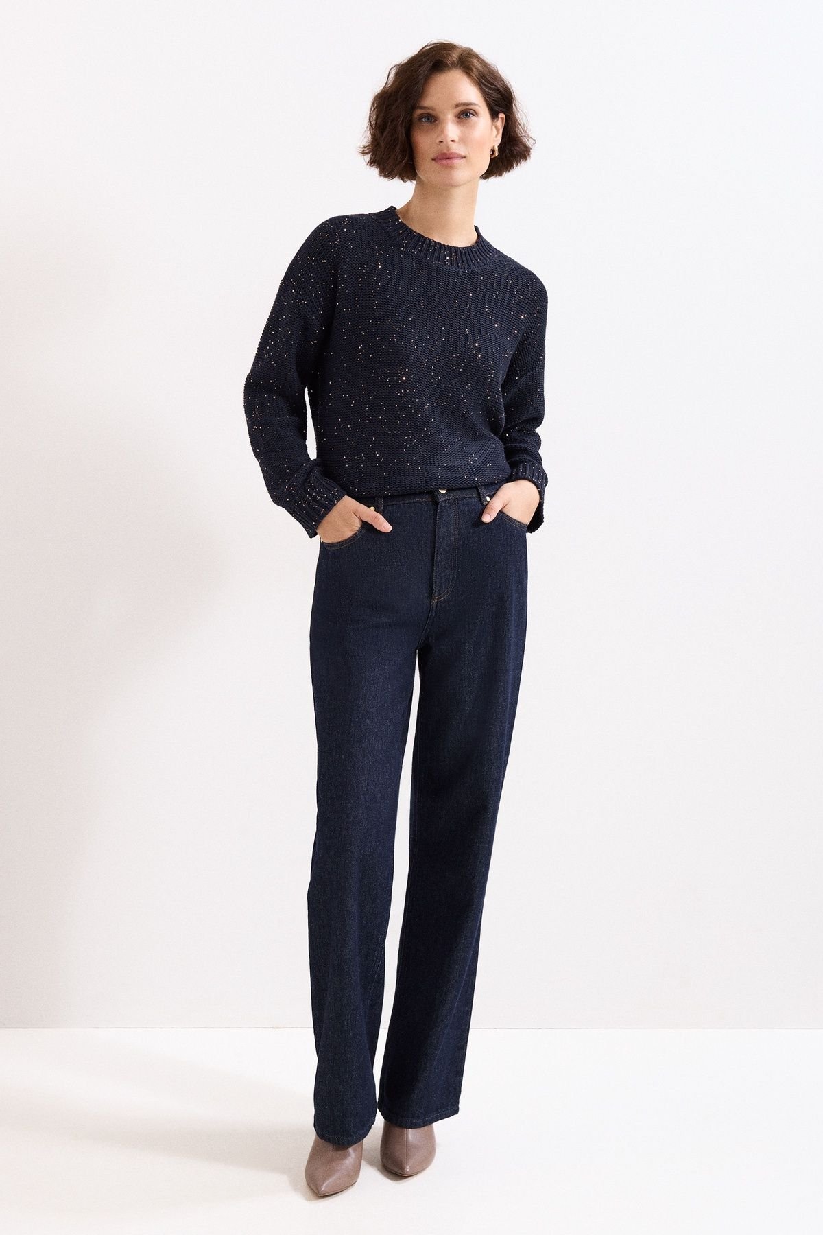 Phase Eight Phase Eight Women's Amelie Sequin Jumper in Dark Navy - 3