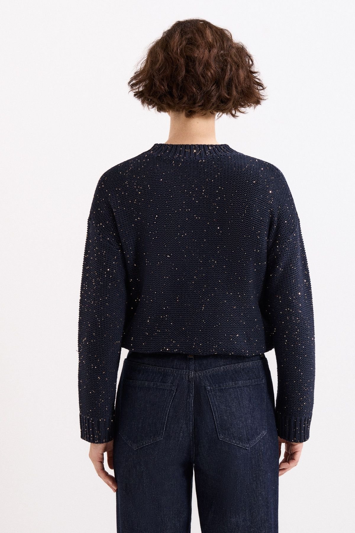 Phase Eight Phase Eight Women's Amelie Sequin Jumper in Dark Navy - 4