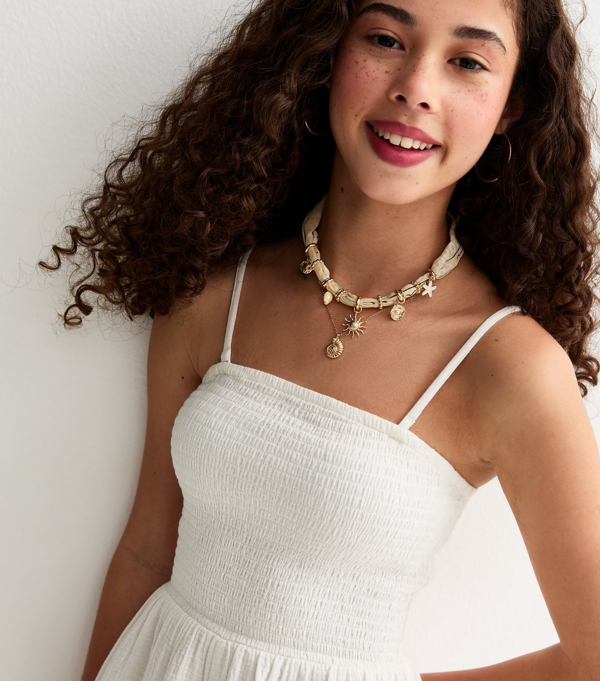 New Look Girls' White Cotton Shirred Playsuit New Look - 2