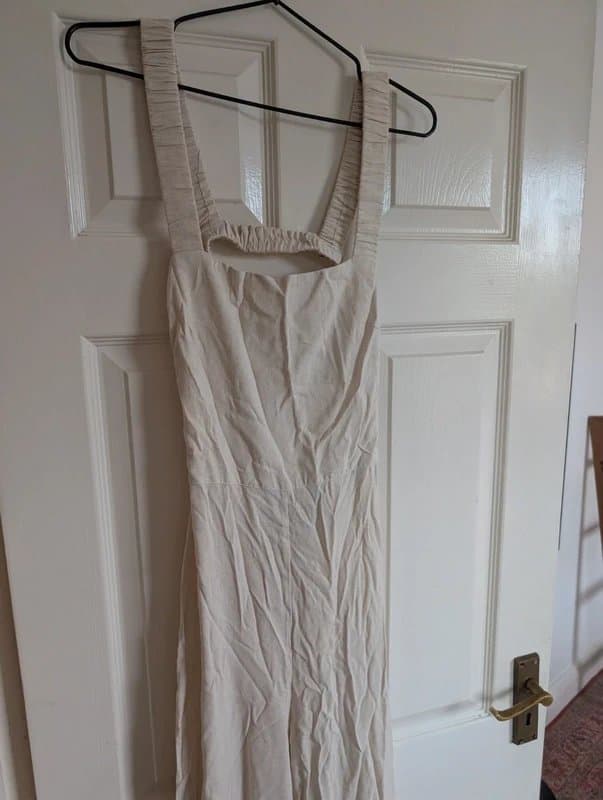 Bershka Beige/Cream linen jumpsuit/playsuit size S/UK 8