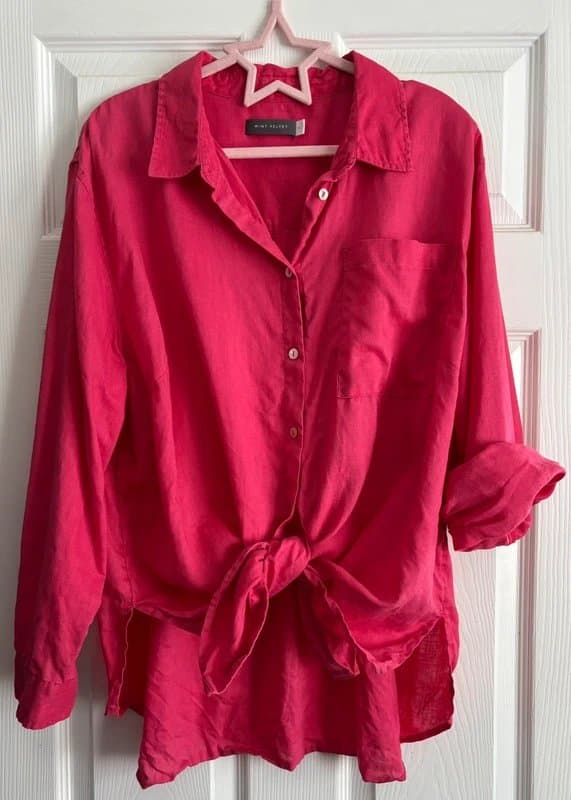 Mint Velvet Mint Velvet Raspberry Pink Linen Blouse Holiday Beach Shirt - XL 🌺