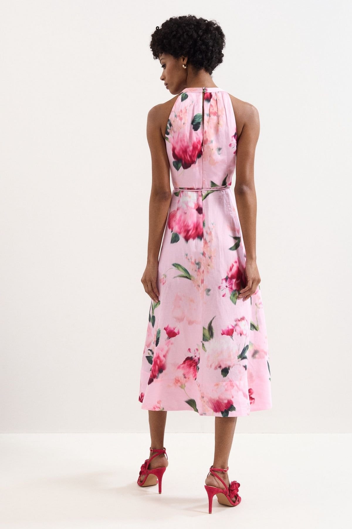Phase Eight Phase Eight Women's Petite Bethany Halter Neck A-Line Dress in Light Pink - 4